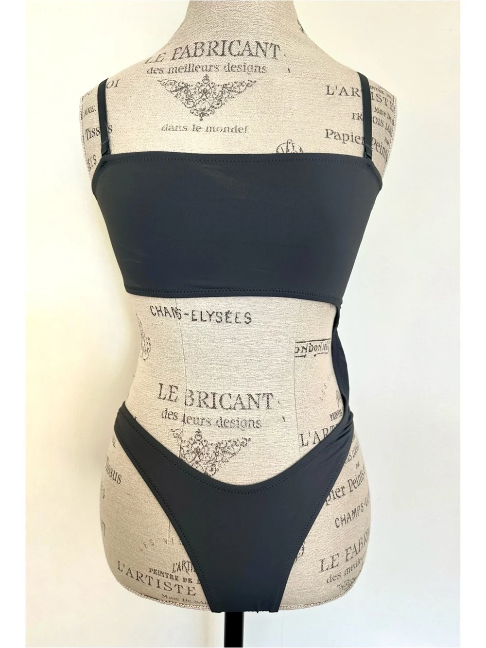 NWT Skims Recycled Swim Strapless Monokini in Gunmetal